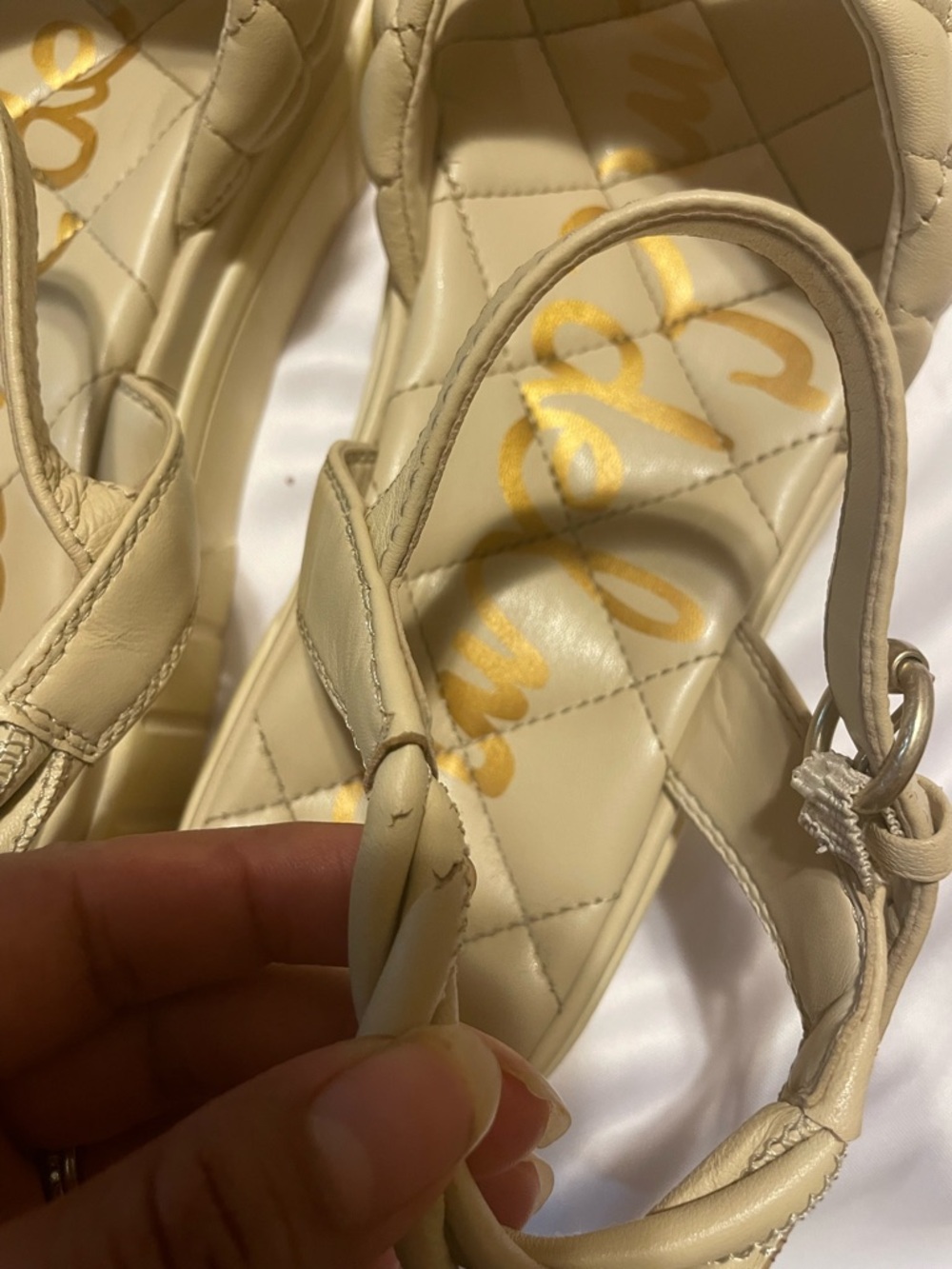 Sam Edelman Quilted Platform Sandal - Cream/White - Picture 6 of 13